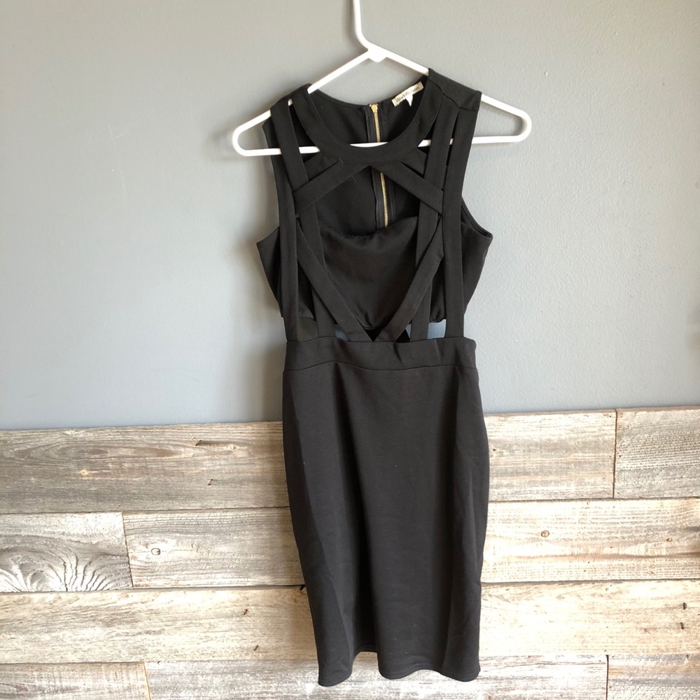 Strappy fitted black dress